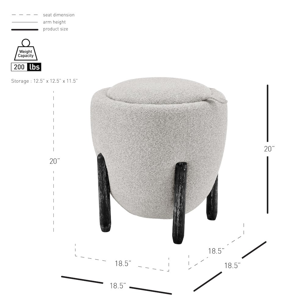 Murphy Chenille Storage Ottoman, Horizon Gray. Picture 11
