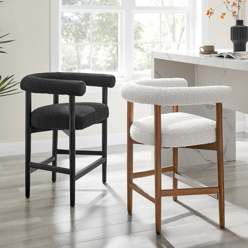 Keanu Boucle Counter Stool Black Legs. Picture 10