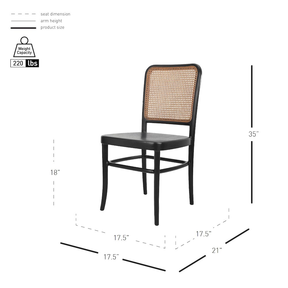 Sonora Rattan Dining Side Chair Wood Seat (Set of 2). Picture 11