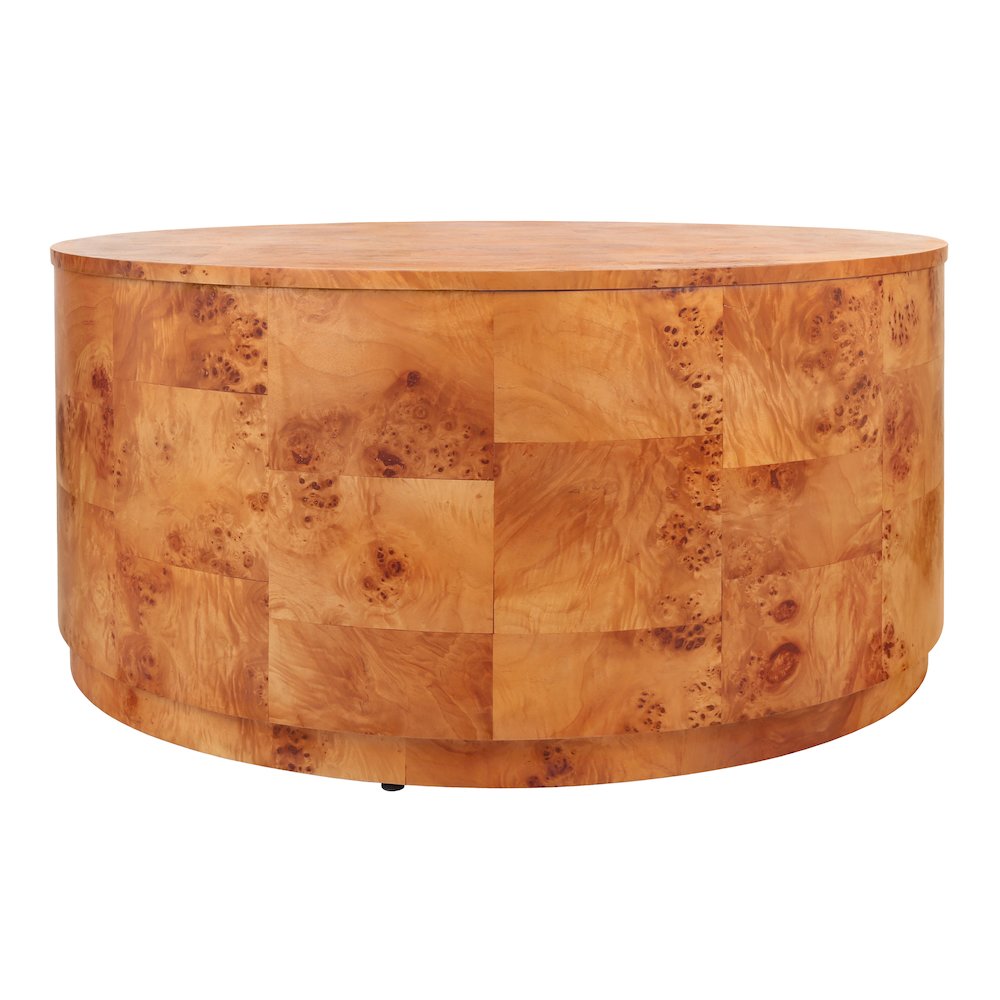 Arsenio Burl Wood Round Coffee Table. Picture 1