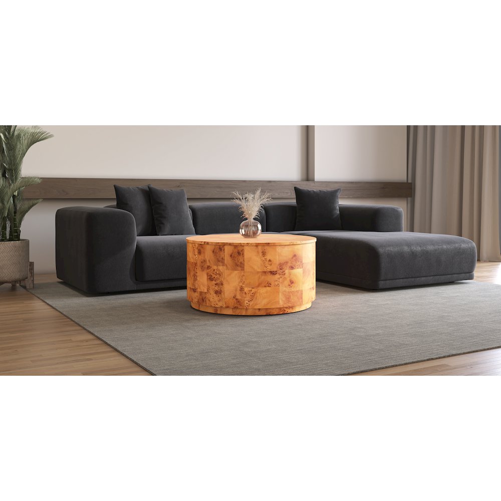 Arsenio Burl Wood Round Coffee Table. Picture 5