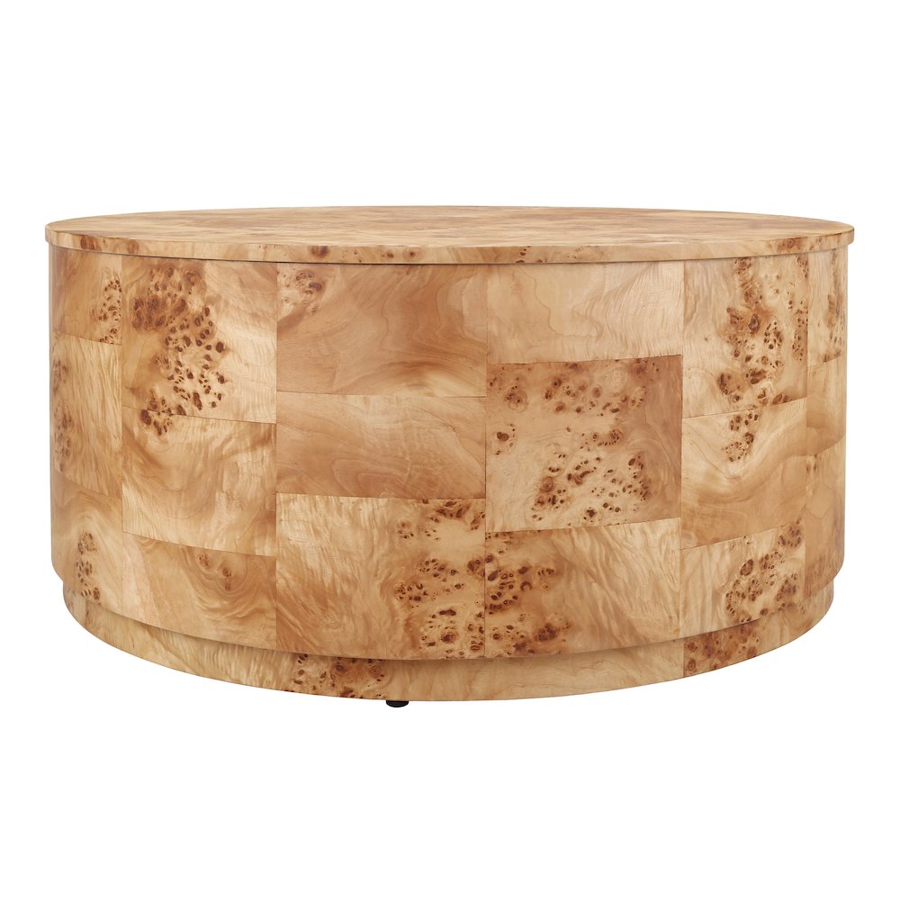 Arsenio Burl Wood Round Coffee Table. Picture 1