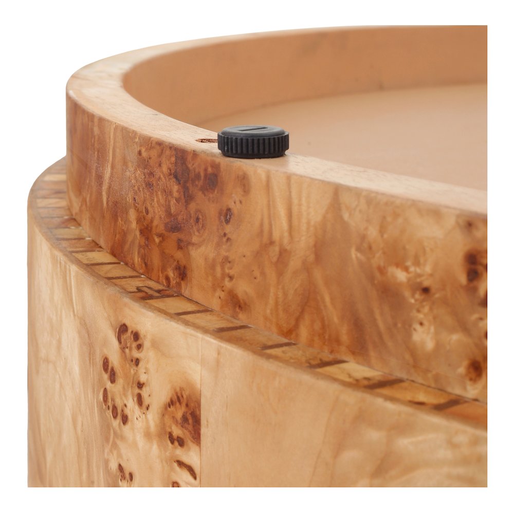 Arsenio Burl Wood Round Coffee Table. Picture 4