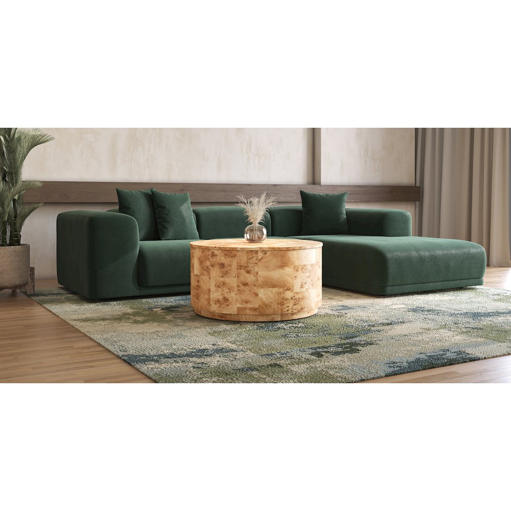 Arsenio Burl Wood Round Coffee Table. Picture 5