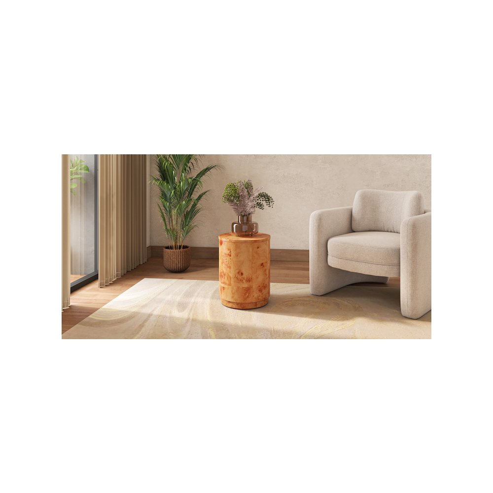 Arsenio Burl Wood Round Side/End Table. Picture 5