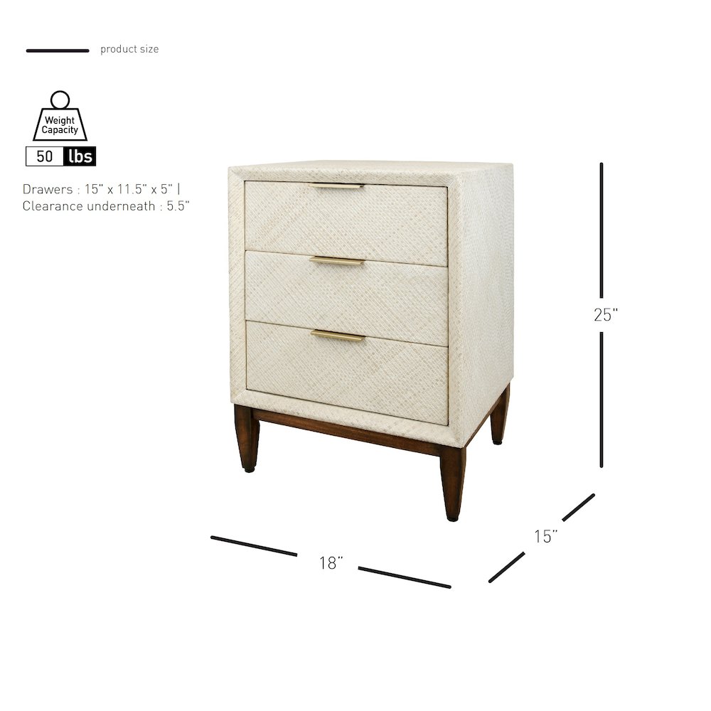 Brinley Nightstand/Side Table 3 Drawers Walnut Legs. Picture 11