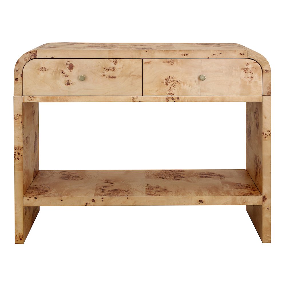 Veyra Burl 2-Drawer Console Table - Natural Burl. Picture 3