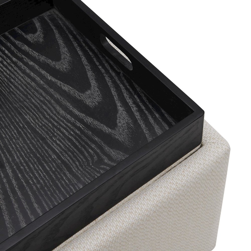 Cameron Fabric Square Storage Ottoman w/ tray. Picture 3