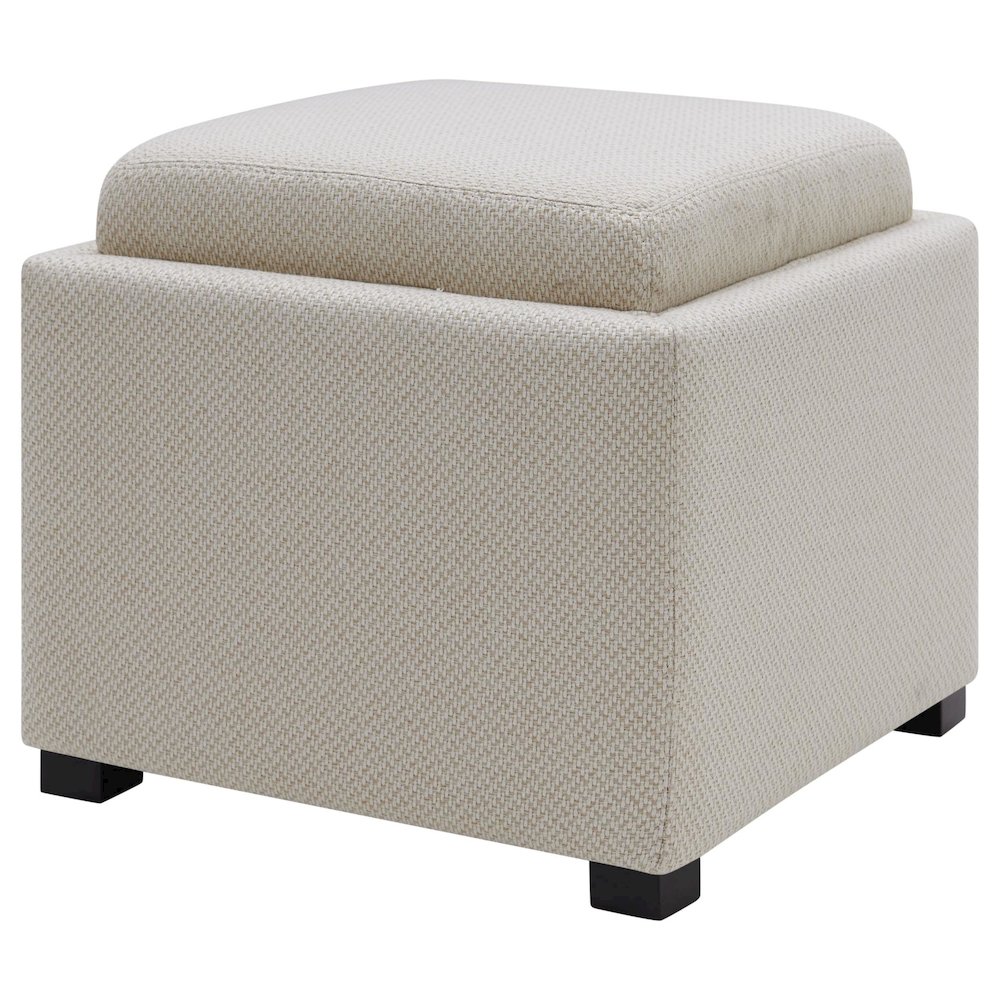 Cameron Fabric Square Storage Ottoman w/ tray. Picture 7