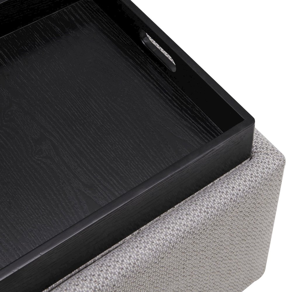 Cameron Fabric Square Storage Ottoman w/ tray. Picture 3