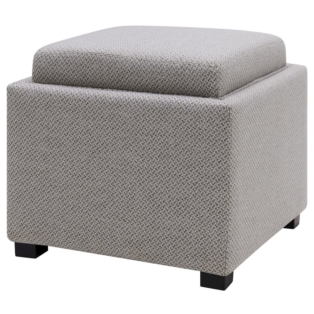 Cameron Fabric Square Storage Ottoman w/ tray. Picture 7