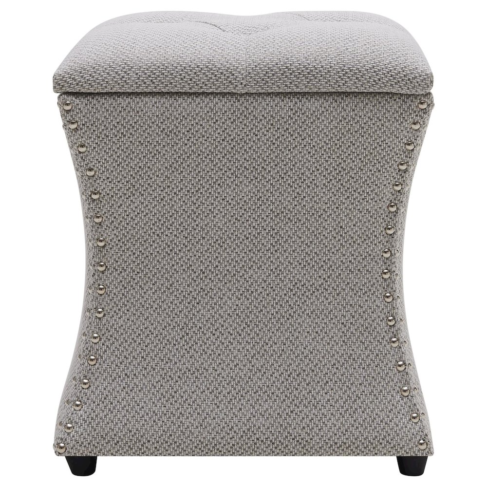 Amelia Fabric Nailhead Tufted Storage Ottoman. Picture 1