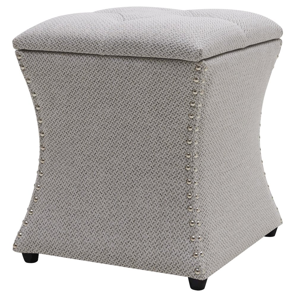 Amelia Fabric Nailhead Tufted Storage Ottoman. Picture 7