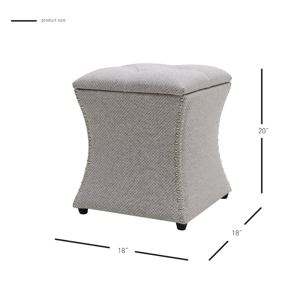 Amelia Fabric Nailhead Tufted Storage Ottoman. Picture 6