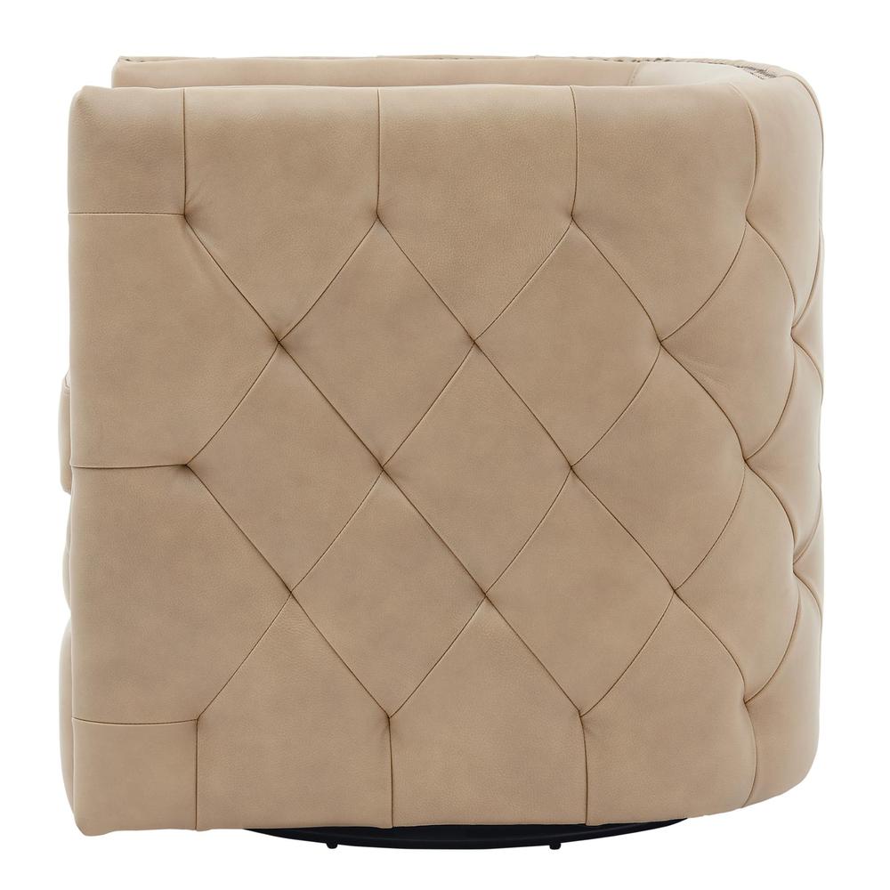 Leslie Top Grain Leather Swivel Tufted Chair. Picture 3