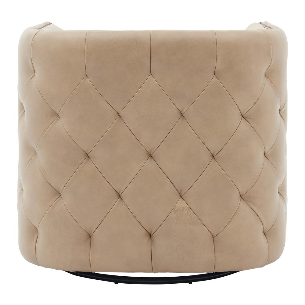 Leslie Top Grain Leather Swivel Tufted Chair. Picture 4