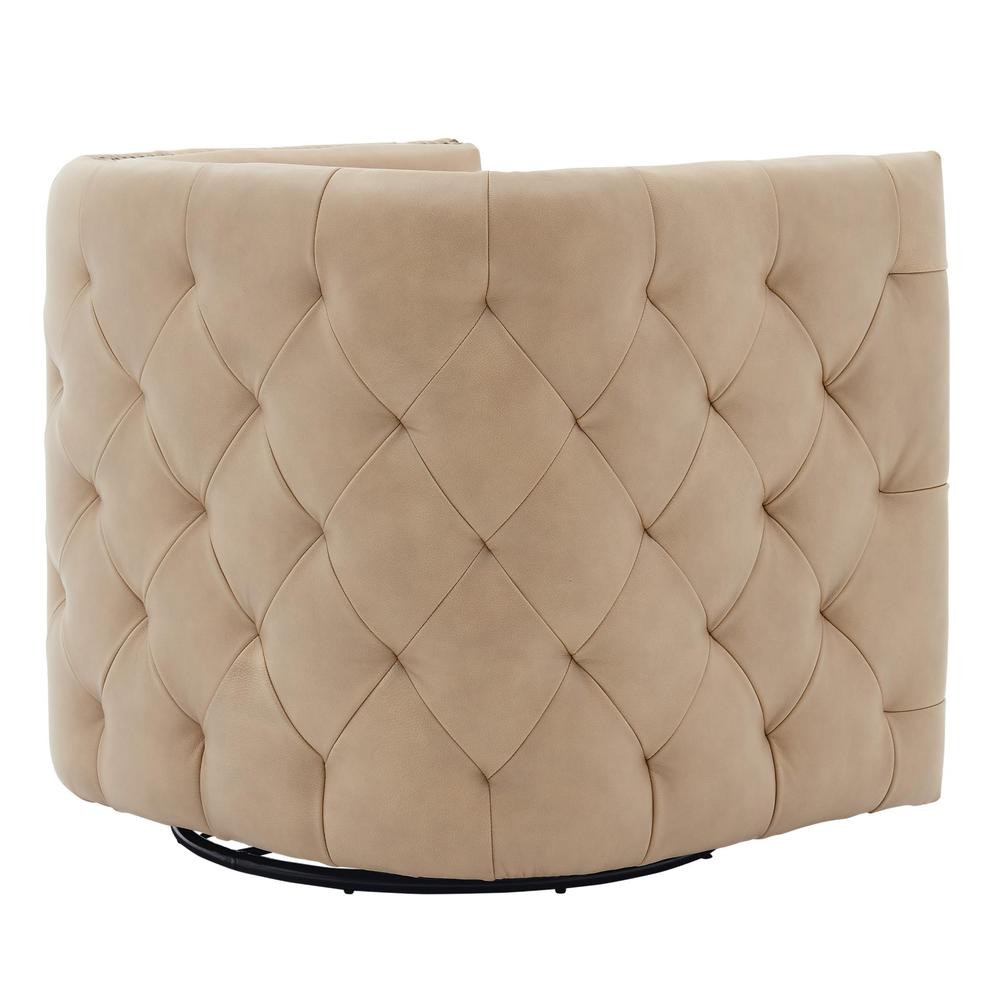 Leslie Top Grain Leather Swivel Tufted Chair. Picture 5