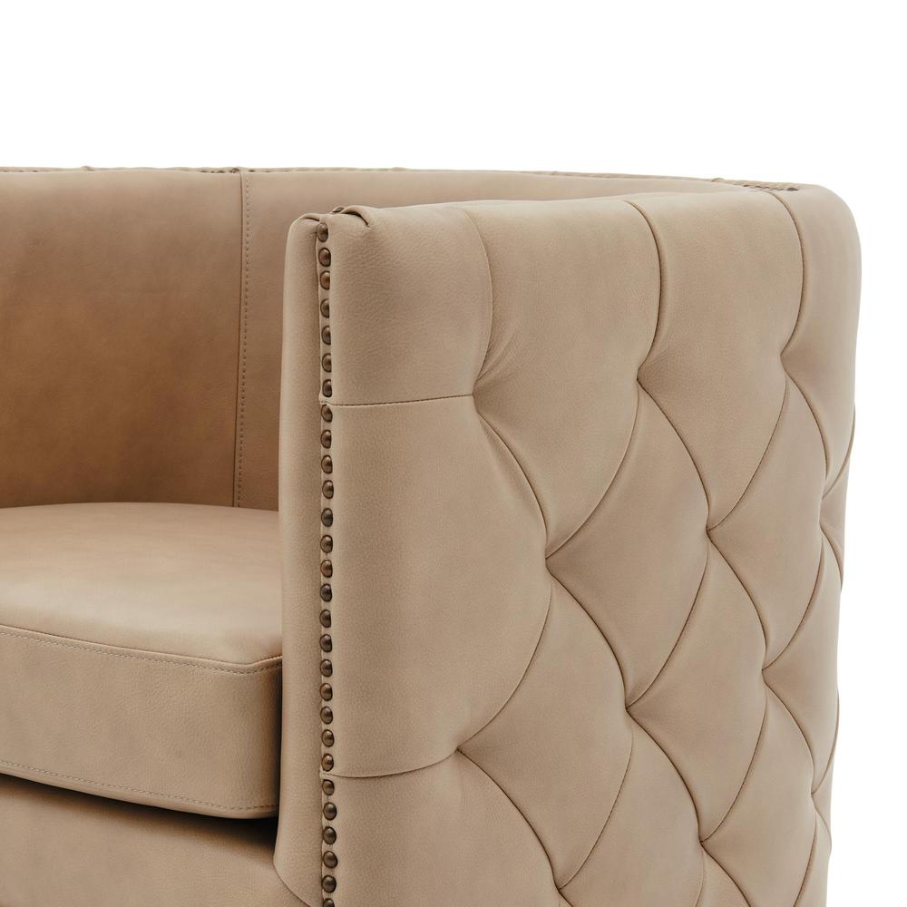 Leslie Top Grain Leather Swivel Tufted Chair. Picture 6