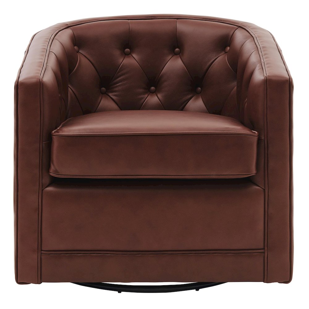 Walsh Top Grain Leather Swivel Accent Arm Chair. Picture 1
