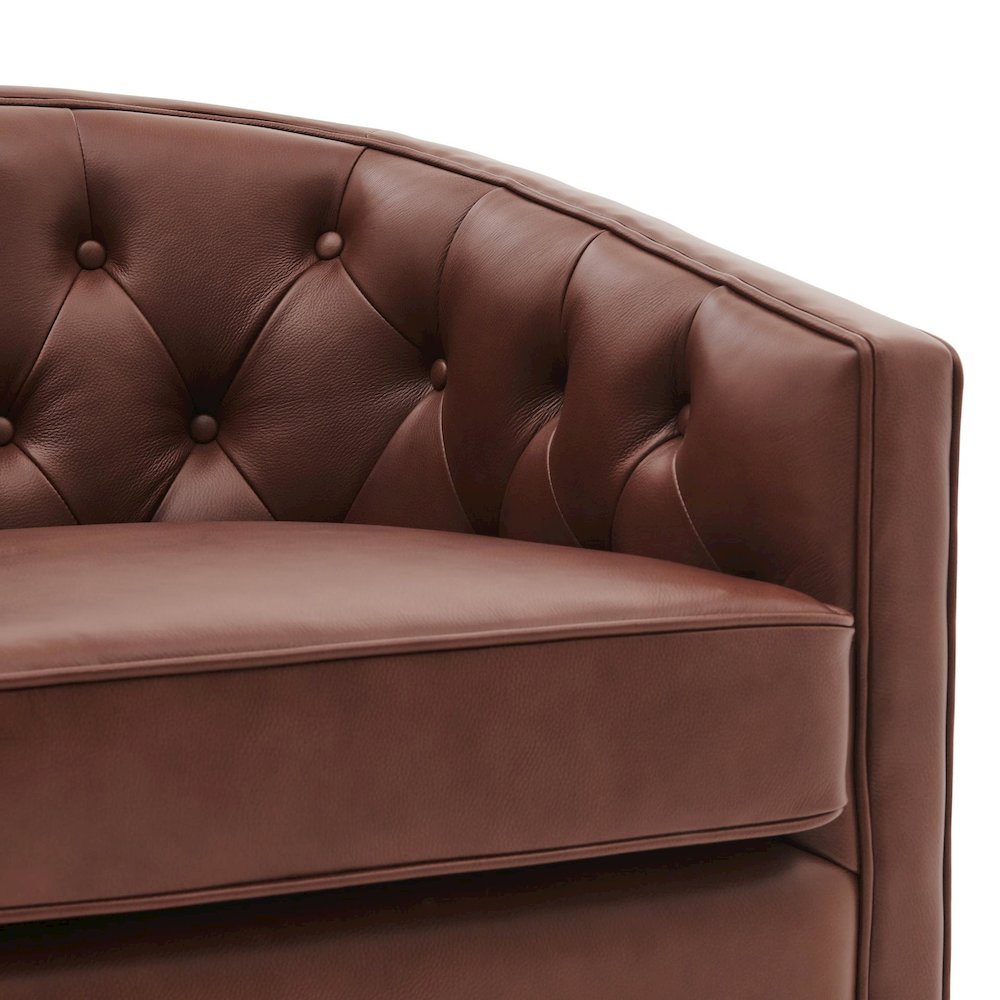 Walsh Top Grain Leather Swivel Accent Arm Chair. Picture 5