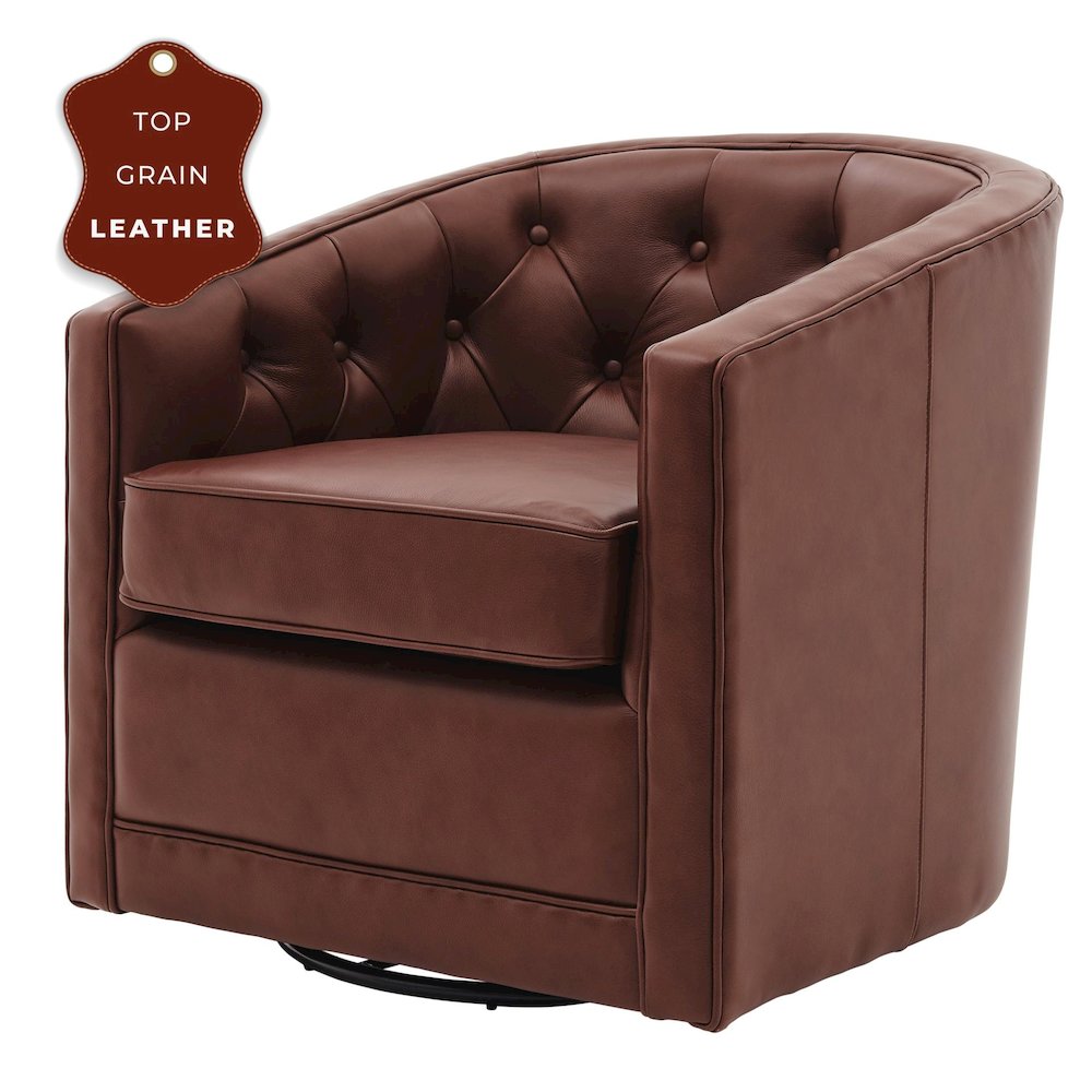 Walsh Top Grain Leather Swivel Accent Arm Chair. Picture 9