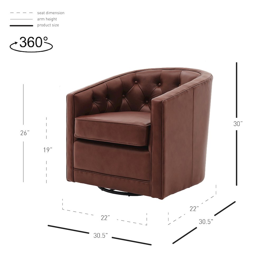 Walsh Top Grain Leather Swivel Accent Arm Chair. Picture 8