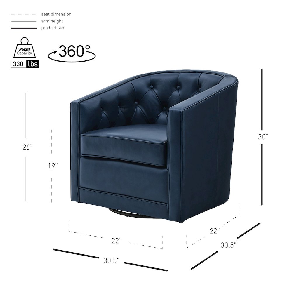 Walsh Top Grain Leather Swivel Accent Arm Chair. Picture 8