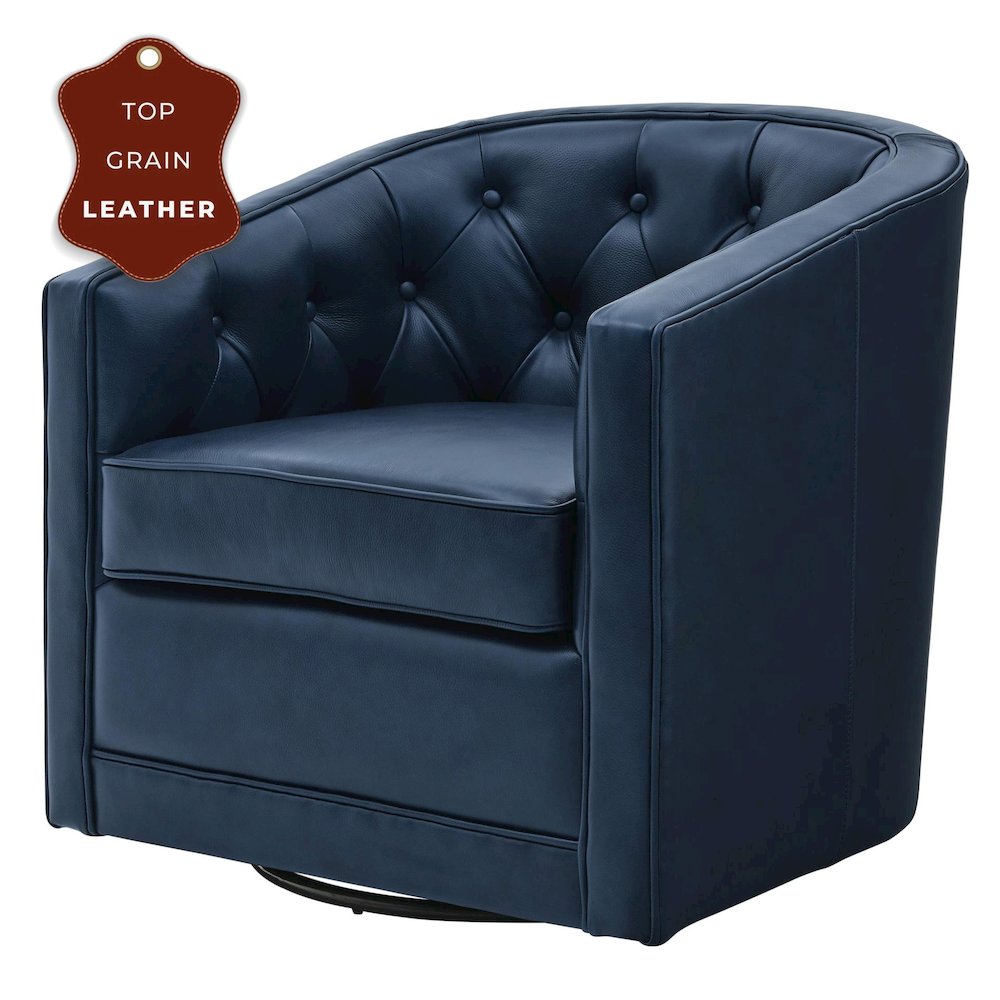 Walsh Top Grain Leather Swivel Accent Arm Chair. Picture 10