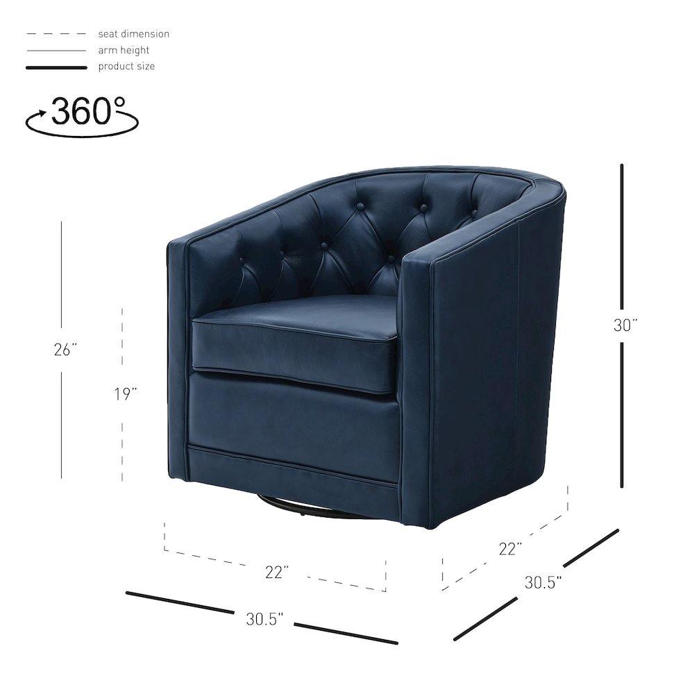 Walsh Top Grain Leather Swivel Accent Arm Chair. Picture 9