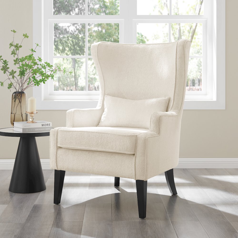 Clementine Fabric Wing Accent Arm Chair. Picture 10