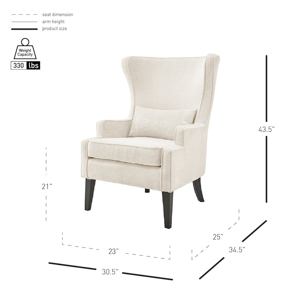 Clementine Fabric Wing Accent Arm Chair. Picture 11