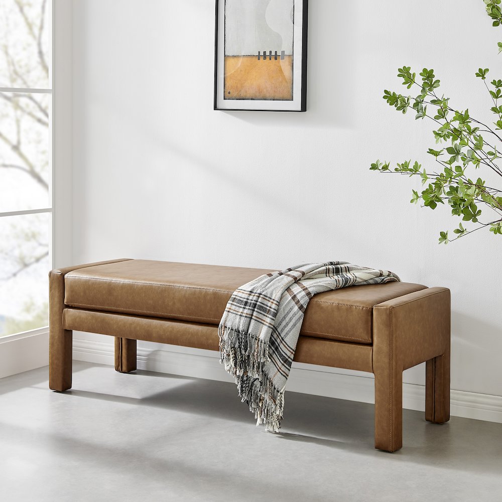 Lucca Faux Leather Bench. Picture 9