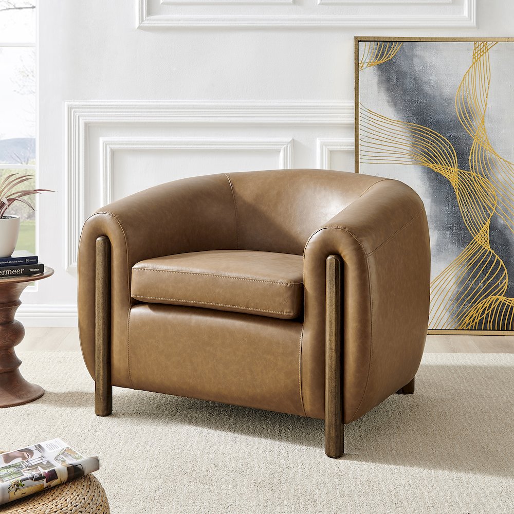Cordelia Faux Leather Accent Arm Chair. Picture 10