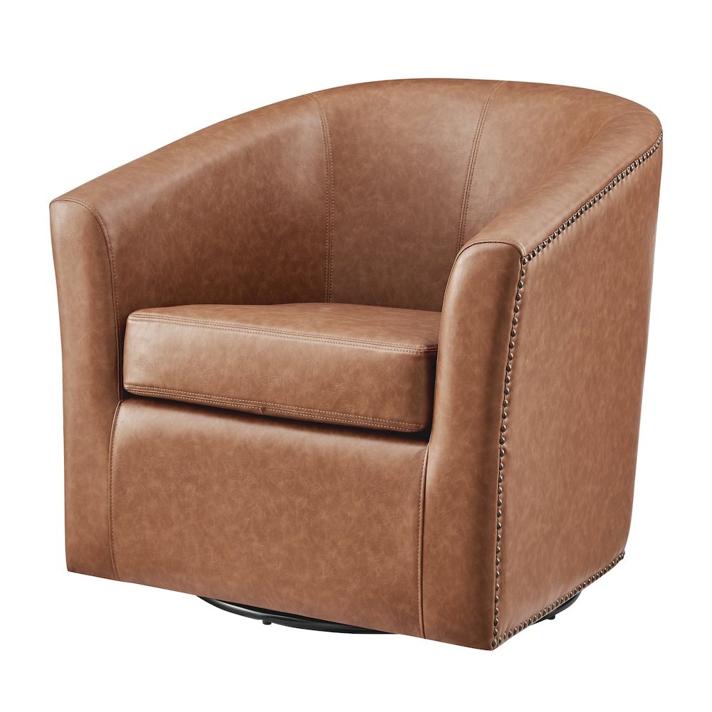 Ernest Faux Leather Swivel Accent Arm Chair. Picture 1