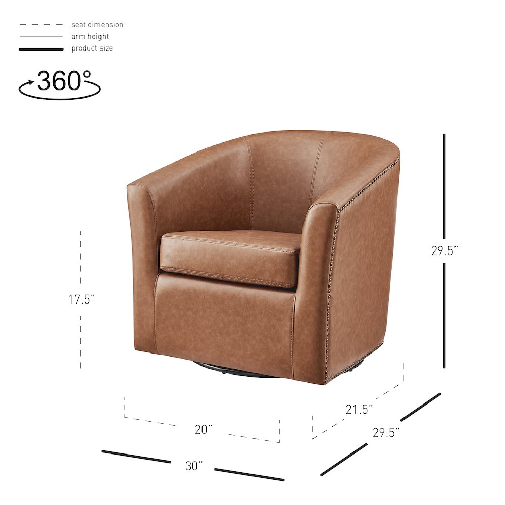 Ernest Faux Leather Swivel Accent Arm Chair. Picture 11