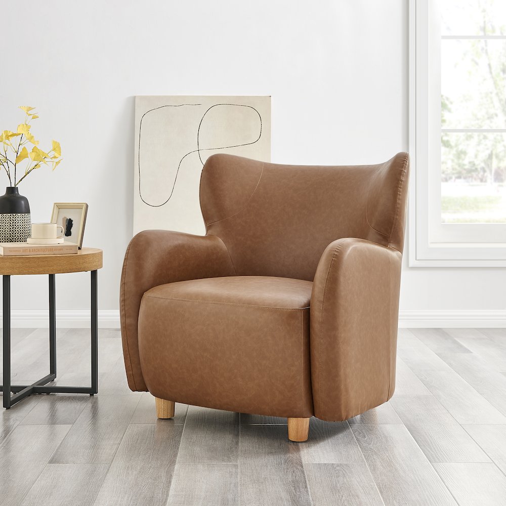 Tiffany Faux Leather Accent Arm Chair. Picture 10