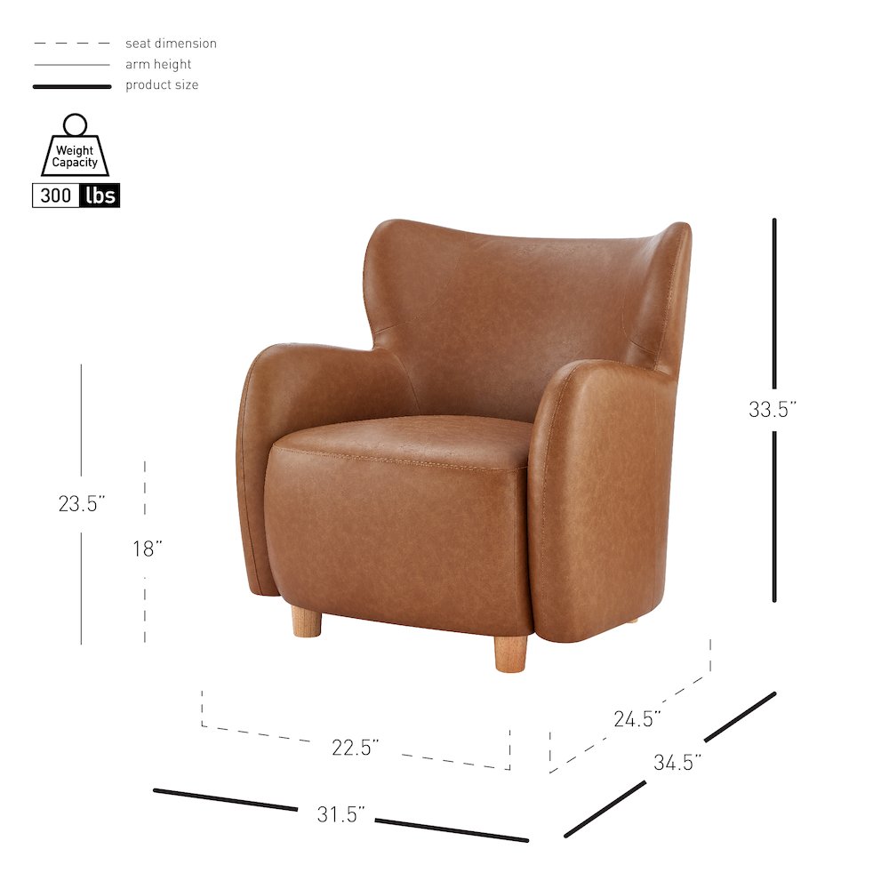 Tiffany Faux Leather Accent Arm Chair. Picture 12