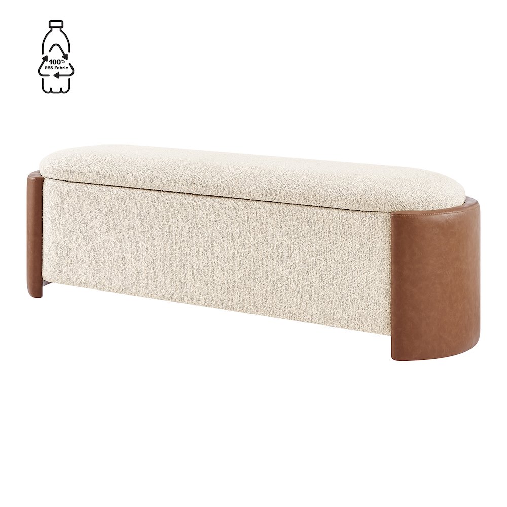 Alyssa Boucle/Faux Leather Storage Bench. Picture 1