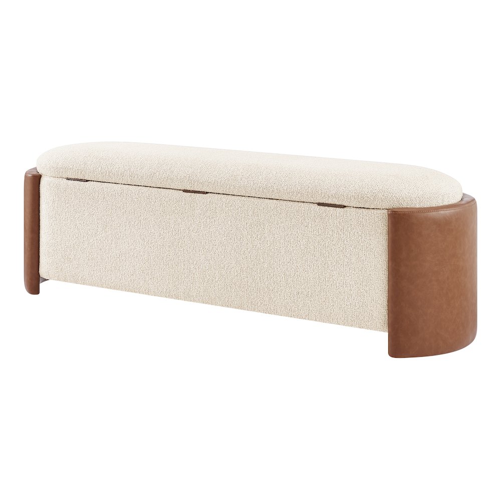 Alyssa Boucle/Faux Leather Storage Bench. Picture 5