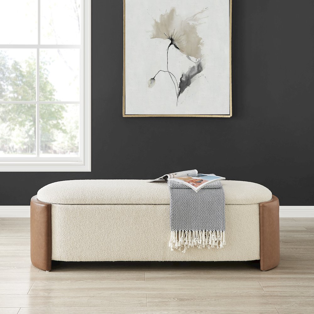 Alyssa Boucle/Faux Leather Storage Bench. Picture 10