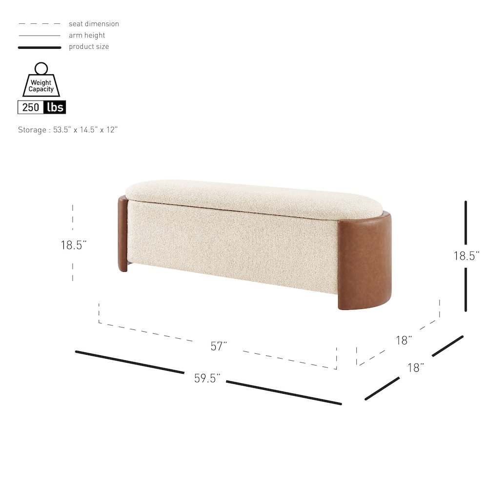 Alyssa Boucle/Faux Leather Storage Bench. Picture 11