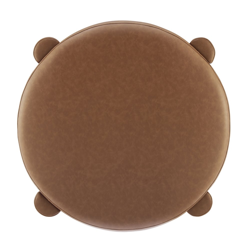 Elora Faux Leather Round Ottoman. Picture 3