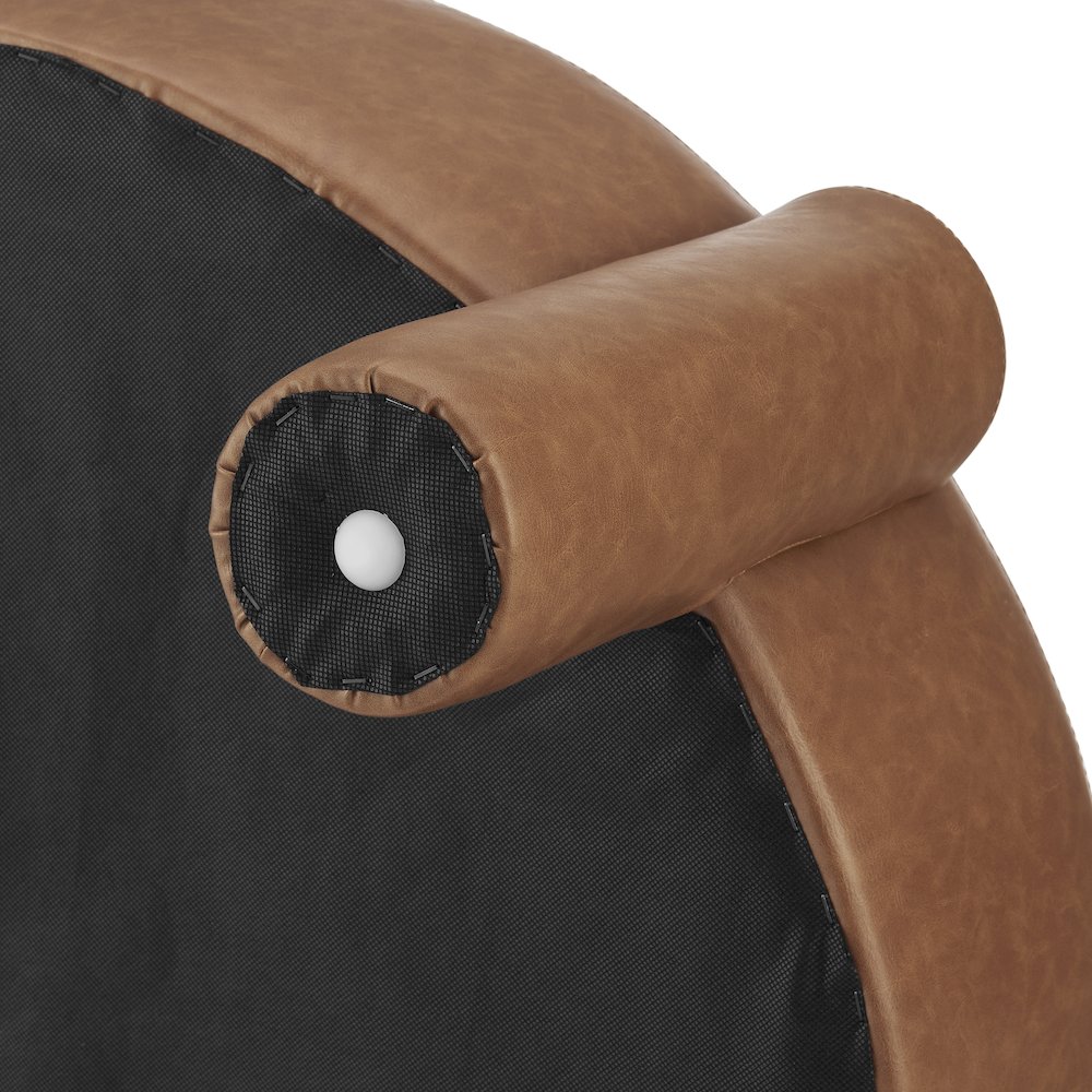 Elora Faux Leather Round Ottoman. Picture 6
