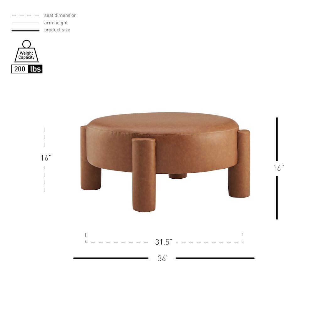 Elora Faux Leather Round Ottoman. Picture 8