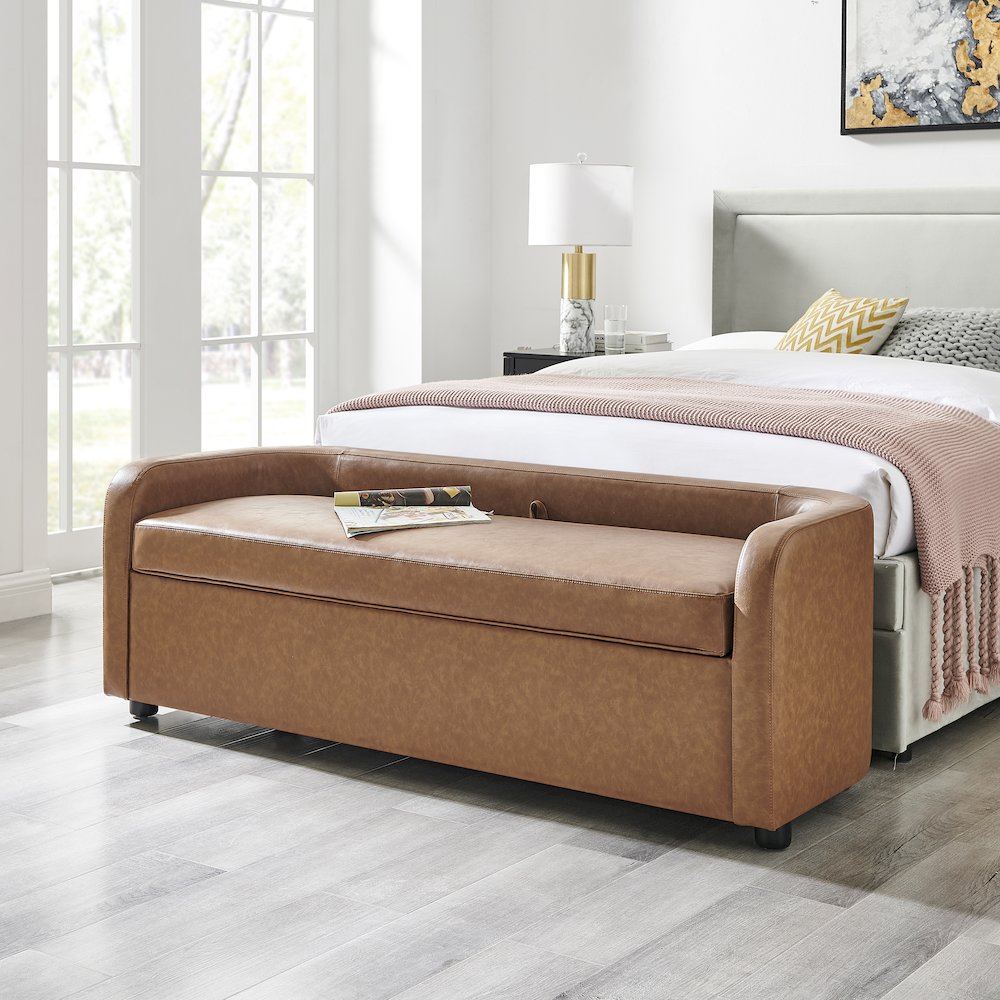 Wendy Faux Leather Storage Bench. Picture 10
