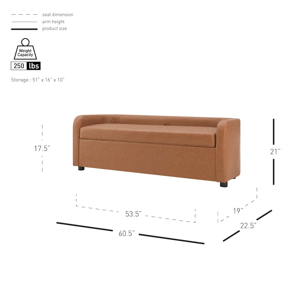 Wendy Faux Leather Storage Bench. Picture 11