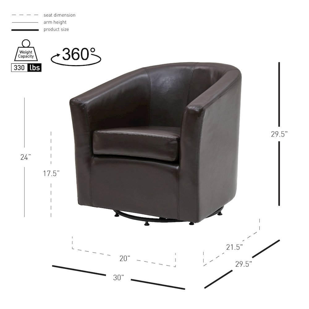 Hayden Bonded Leather Swivel Accent Arm Chair. Picture 7