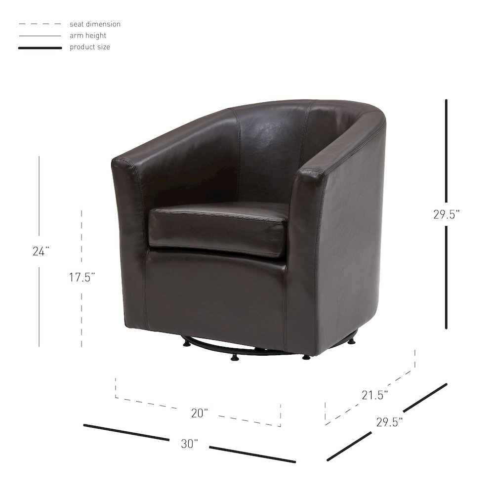 Hayden Bonded Leather Swivel Accent Arm Chair. Picture 8