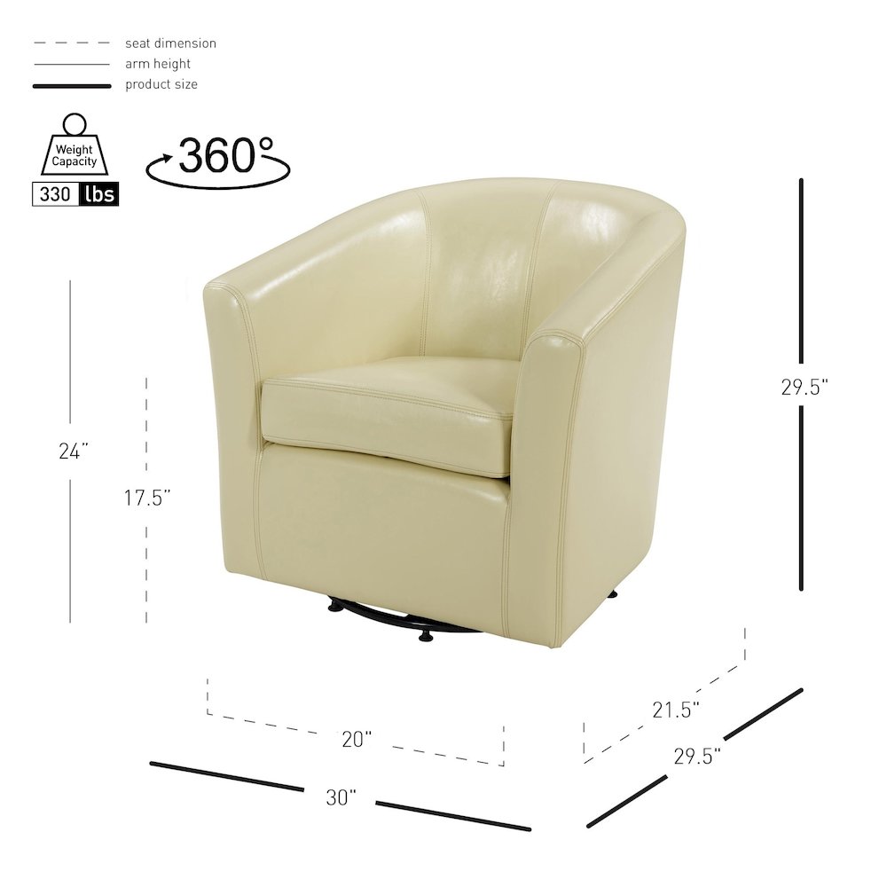 Hayden Bonded Leather Swivel Accent Arm Chair. Picture 5