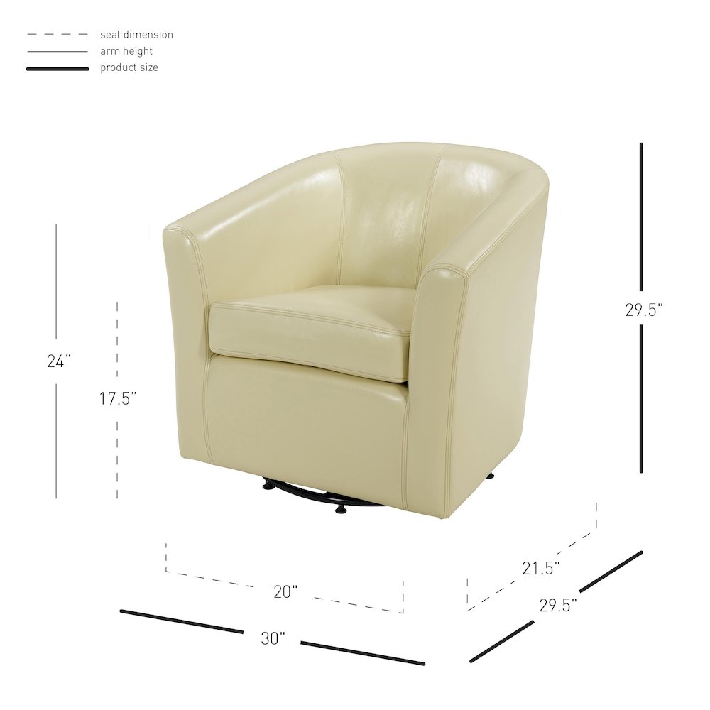 Hayden Bonded Leather Swivel Accent Arm Chair. Picture 6